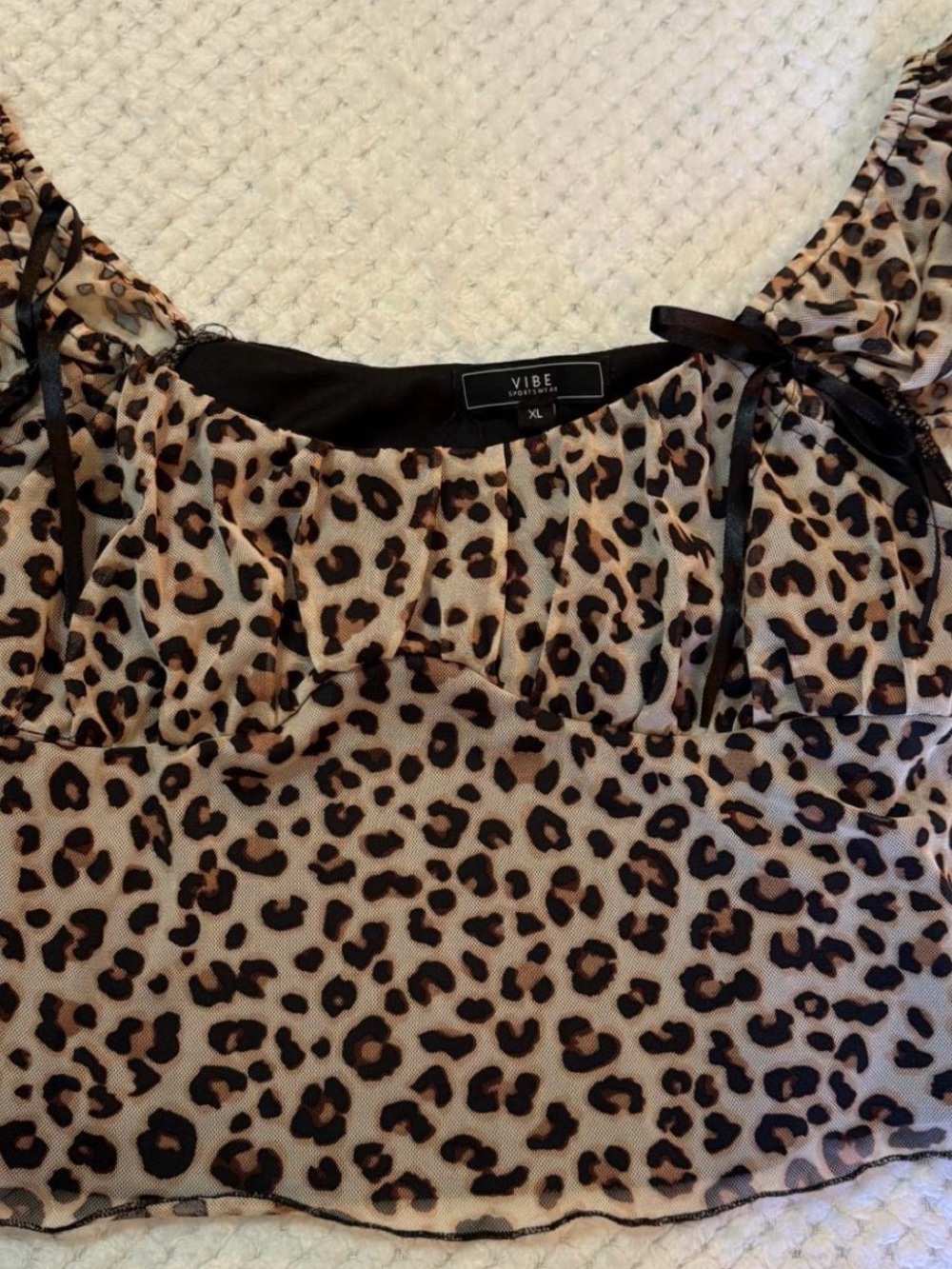 Vibe Leopard Print Sheer Camisole in Brown and Black